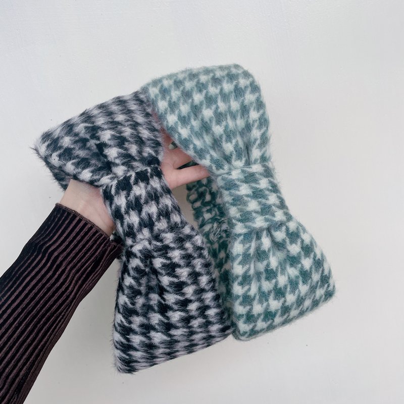 千鳥格 好煩小姐 冬天髮帶 - 髮箍/髮帶 - 聚酯纖維 黑色