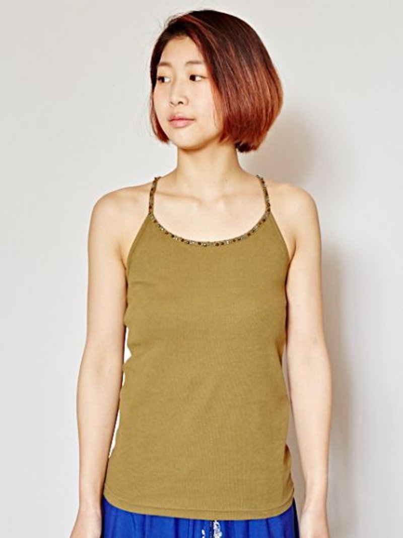 Beaded Rib Cotton Camisole - 女上衣/長袖上衣 - 其他材質 