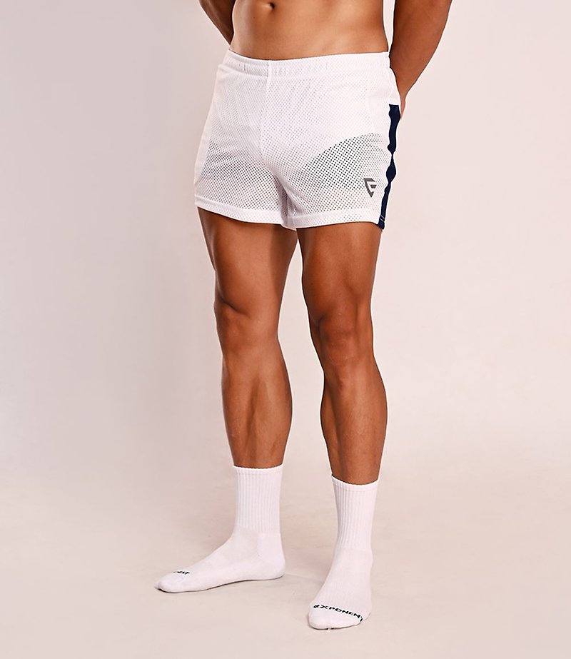3D MESH-EX Hot Power Gym Shorts - White - กางเกงขาสั้น - เส้นใยสังเคราะห์ ขาว
