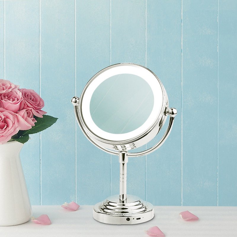 【GREENON】光圈魔鏡 網美燈 化妝補光燈 桌面鏡 藍芽喇叭功能 - 化妝掃/鏡子/梳子 - 玻璃 銀色