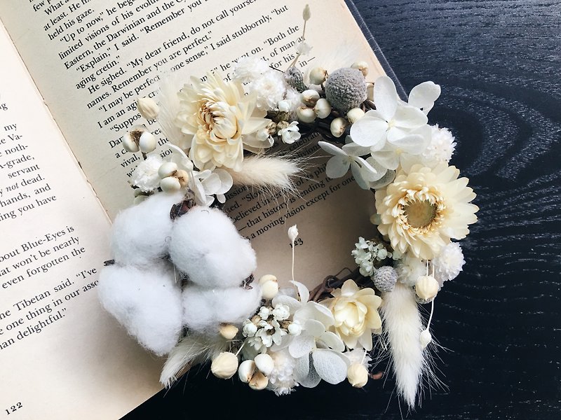 [Good] flower white wizard does not wither dried hydrangea wreath birthday gift Valentine's Day gift handmade wreaths Opening (S) - ของวางตกแต่ง - พืช/ดอกไม้ ขาว