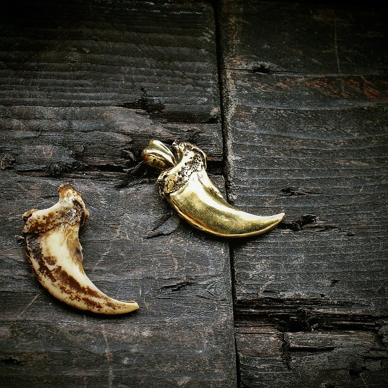 熊爪 黃銅單墜 brass Claw pendant - 項鍊 - 銅/黃銅 金色