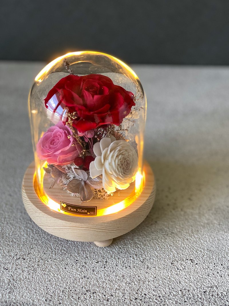 พืช/ดอกไม้ จัดดอกไม้/ต้นไม้ สีแดง - Glass Bell Jar Not Withering Flower Little Prince Night Light Valentine's Day Gift Birthday Gift Dry Flower