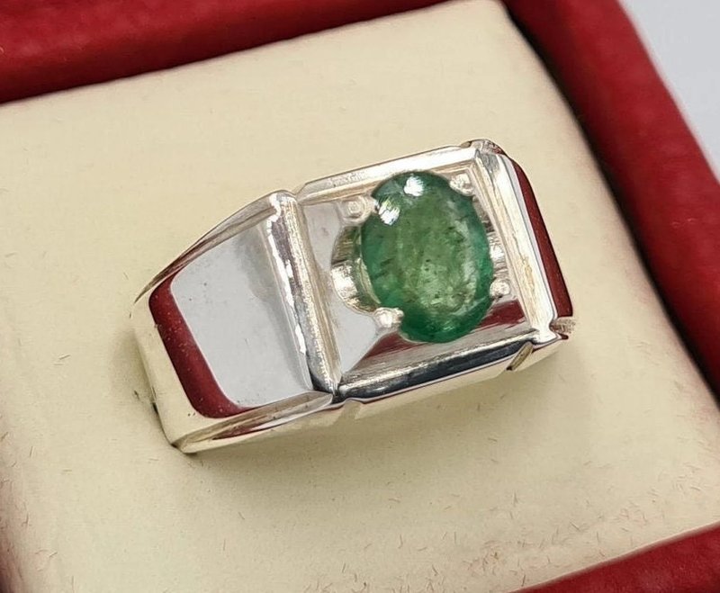 Natural Unheated Untreated Green Emerald Esmeralda Stone Ring Panjsher Emerald - 戒指 - 寶石 綠色