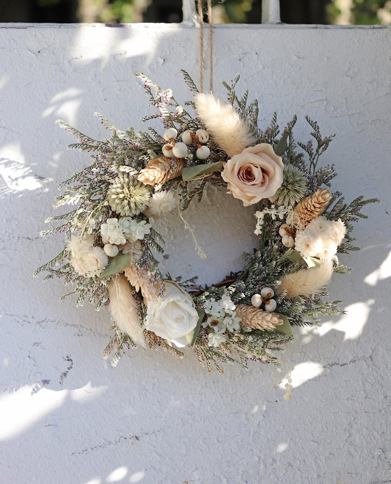 | Customized Gift| - Preserved Wreath- Dried Preserved Flower Wreath Valentine's Day Gift Box - ช่อดอกไม้แห้ง - พืช/ดอกไม้ ขาว