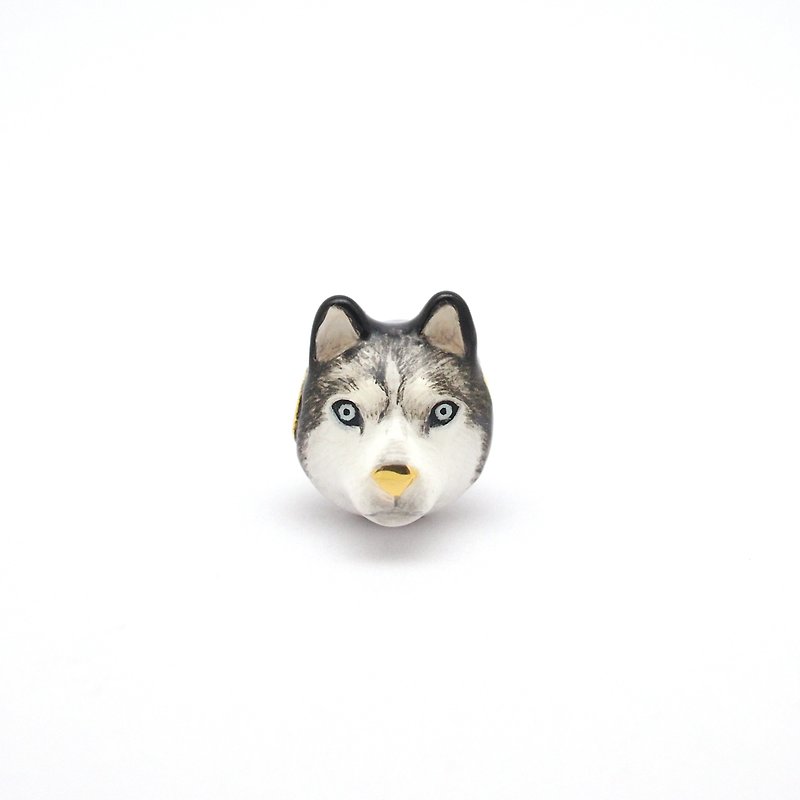 Siberian husky Dog Charm - 手鍊/手鐲 - 銅/黃銅 黑色