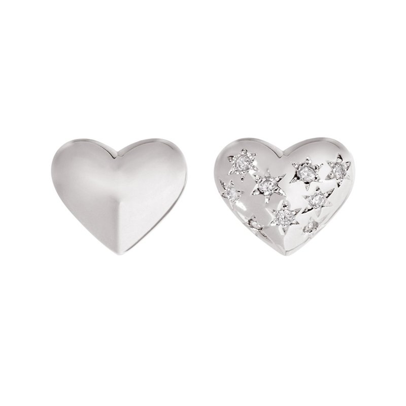 Half Heart Earrings - Earrings & Clip-ons - Other Metals Silver