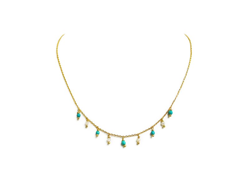 [Ficelle Fei Yarn Light Jewelry] Small Universe Prosperity-Birth-December-Turquoise-Necklace - สร้อยคอทรง Collar - เครื่องเพชรพลอย สีน้ำเงิน