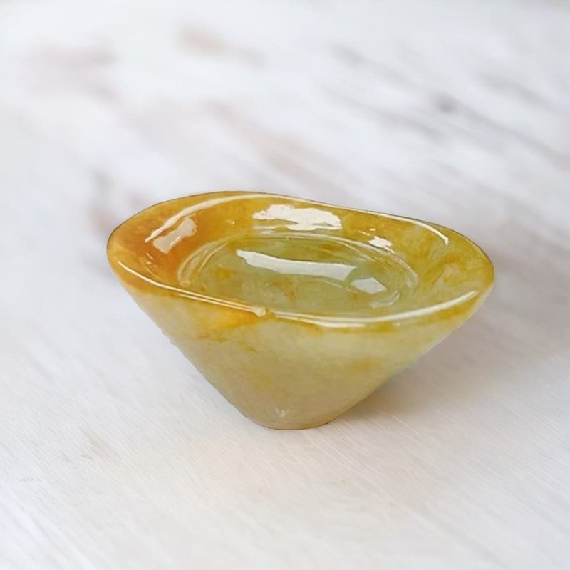 飄黃翡翡翠元寶 | 天然緬甸玉A貨翡翠 | 送禮 - 擺飾/家飾品 - 玉石 橘色