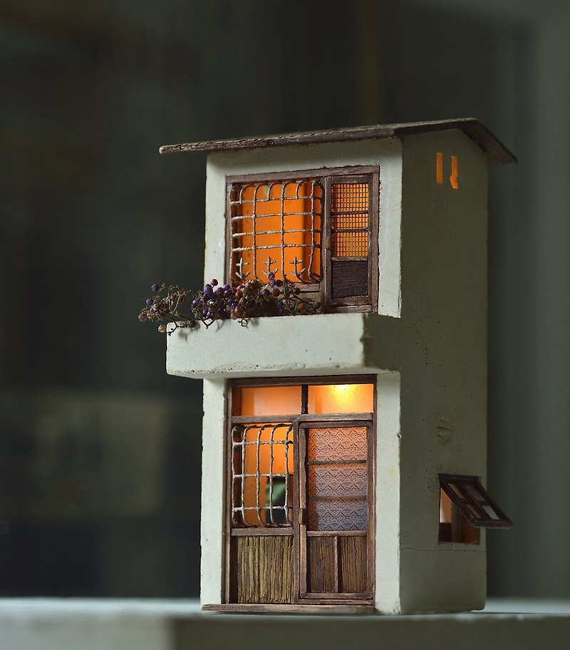 Old House Creation--Old Second Floor Iron Window Balcony House (customized) - Fragrances - Cement Brown