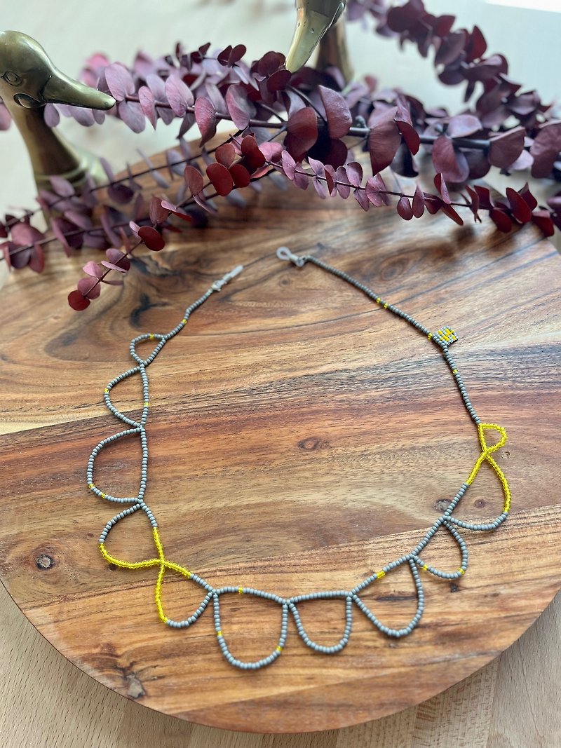 日本珠串多用途掛鏈 / 掛繩 / 頸鏈 / 眼鏡鏈 /證件鏈 - 項鍊 - 其他材質 黃色
