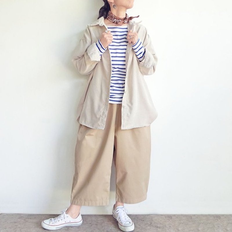 Pinkoi 代購 - 燈芯絨大輪廓襯衫（奶油色） - 女上衣/長袖上衣 - 其他材質 