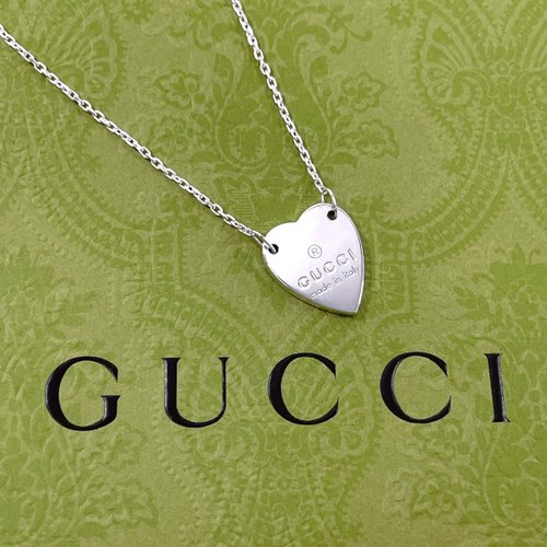 美品 GUCCI トレードマーク ハート プレート ネックレス J256030 美品 GUCCI トレードマーク ハート プレート ネックレス J256030