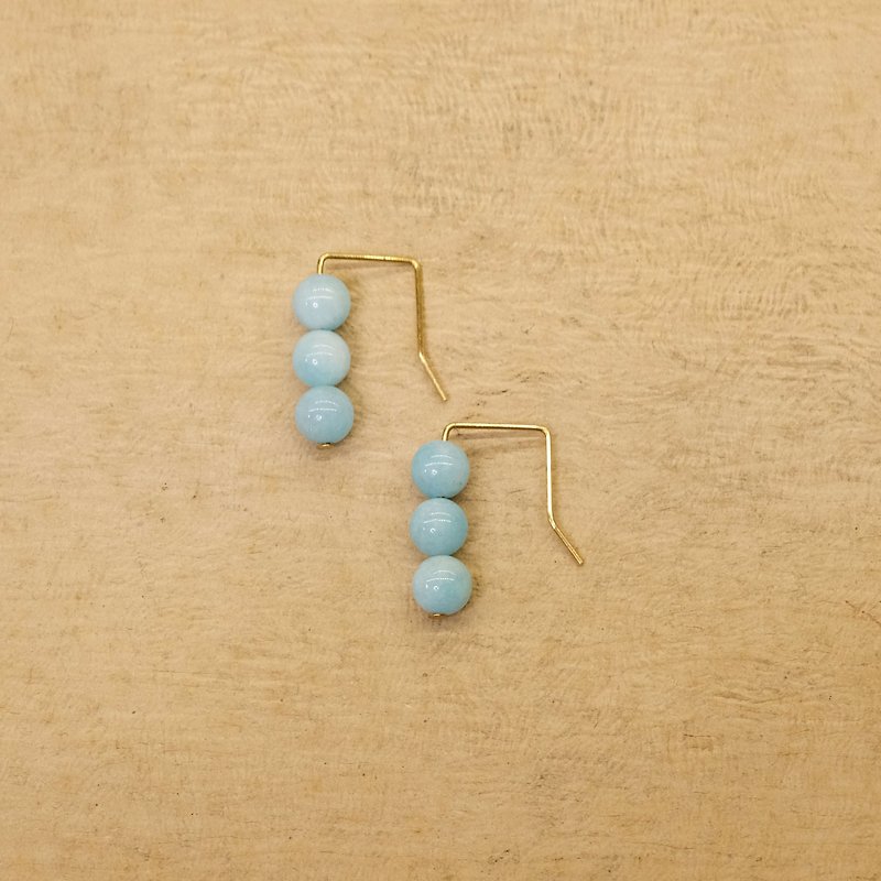 String Series Brass Tianhe Stone Dangling Earrings Ear Pins Without Piercings - Earrings & Clip-ons - Copper & Brass Gold