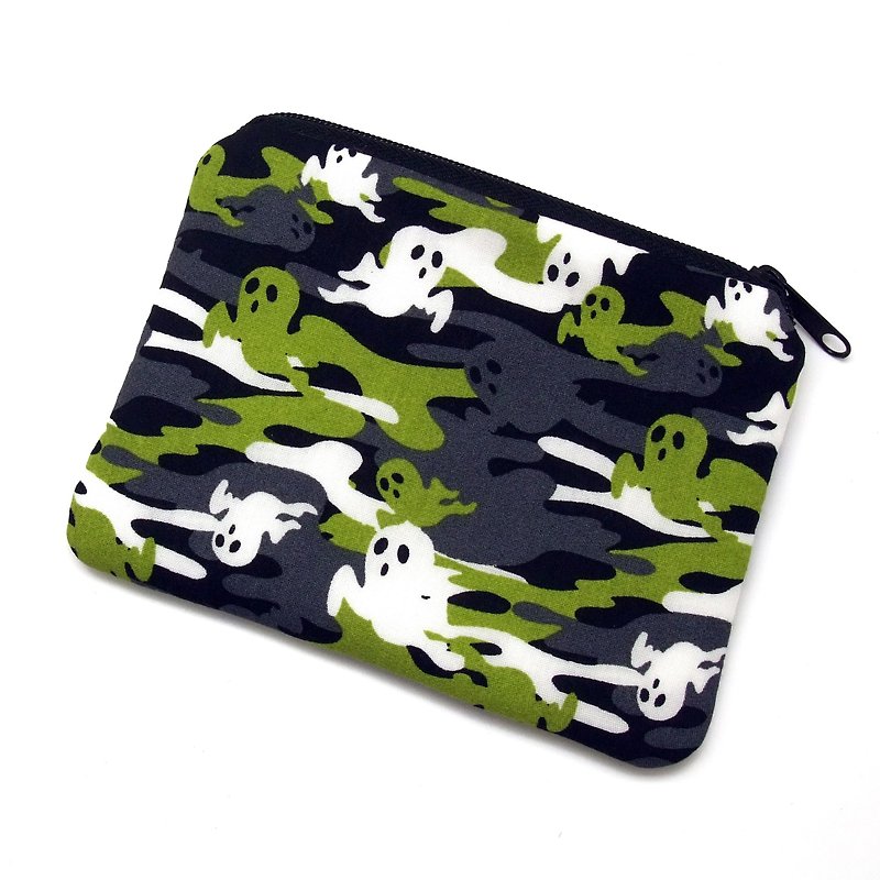 Zipper pouch / coin purse (padded) (ZS-218) - กระเป๋าใส่เหรียญ - ผ้าฝ้าย/ผ้าลินิน สีเขียว