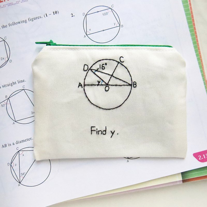 幾何圖形 Find Y / 數學系 零錢包 筆袋 / 客製化 - 散紙包 - 繡線 白色