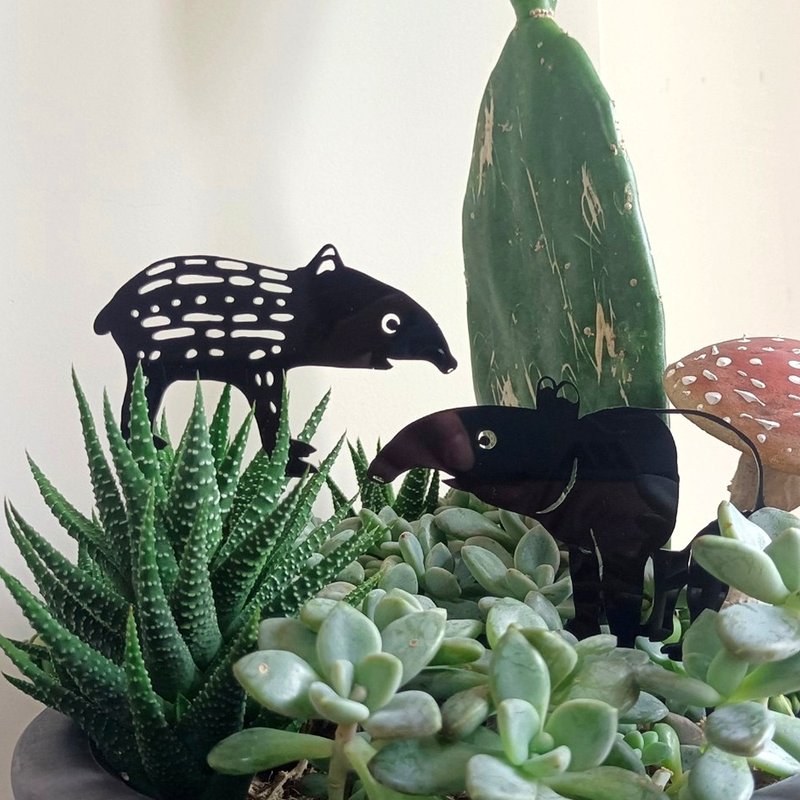 Small corner theater/interesting plant decoration/tapir tapir loving series/tapir mother/tapir treasure - ตกแต่งต้นไม้ - อะคริลิค สีดำ