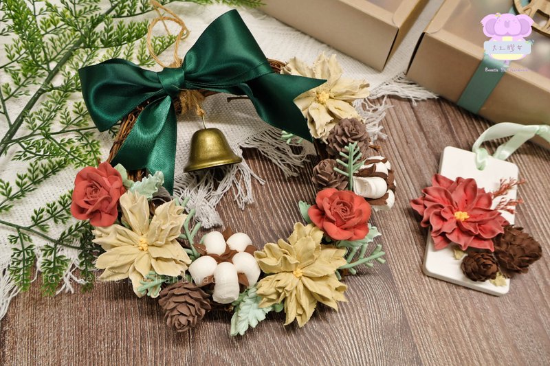 (In stock) Cream Soil Christmas Wreath Gift Box Set - Fragrances - Clay Pink