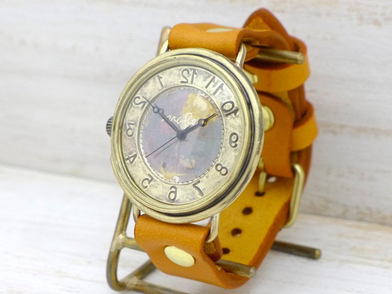 Handmade watch reverse rotation model GIGANT-B-Rev 42mm Brass reverse rotation model (JUM129Rev) - Women's Watches - Copper & Brass Gold