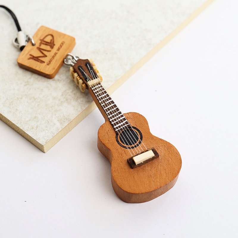 MD 仿真樂器吊飾 古典吉他 有弦款 Classical Guitar - 鑰匙圈/鑰匙包 - 木頭 咖啡色