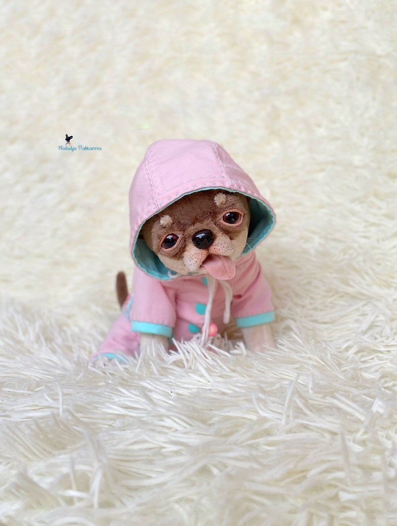 吉娃娃小狗现实玩具 - 公仔模型 - 聚酯纖維 咖啡色