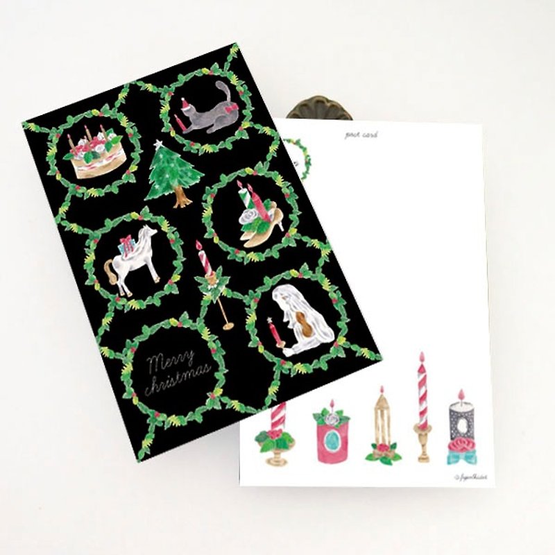 クリスマスカード　メリークリスマスのリース - 卡片/明信片 - 紙 