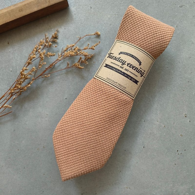 Necktie Warm Beige Waffle - Ties & Tie Clips - Other Materials Brown
