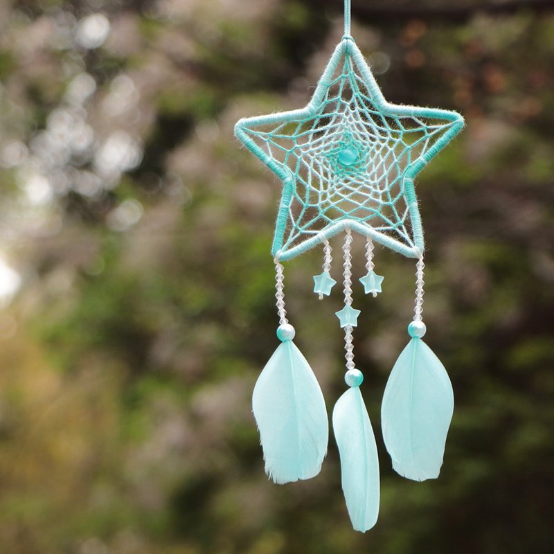 [Limited] Aurora Star 丨 Birthday Gift Handmade Gradient Dream Catcher Charm - Mint Green - Items for Display - Other Materials Green