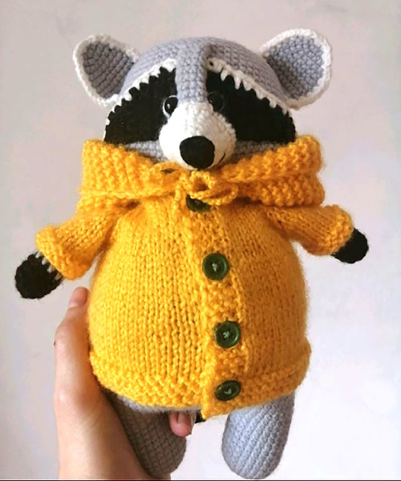 Crochet raccoon Stuffed animal Handmade raccoon Amigurumi doll Plush raccoon - Kids' Toys - Cotton & Hemp Yellow