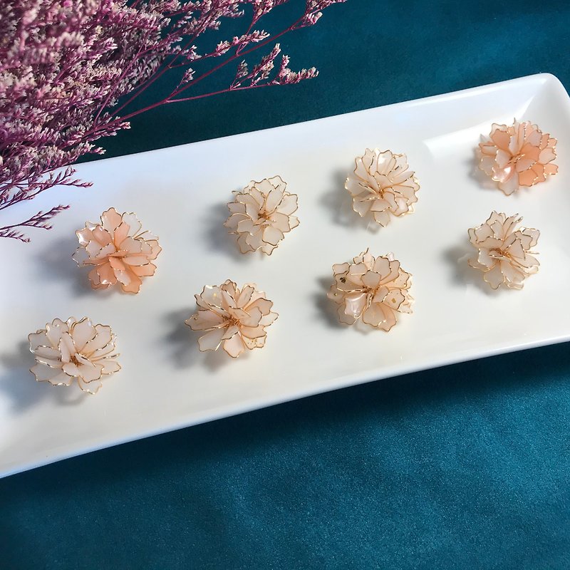 Half Flower Ball-Jewelry Dessert Series Earrings Resin Flower Ball Order Making - Earrings & Clip-ons - Resin White
