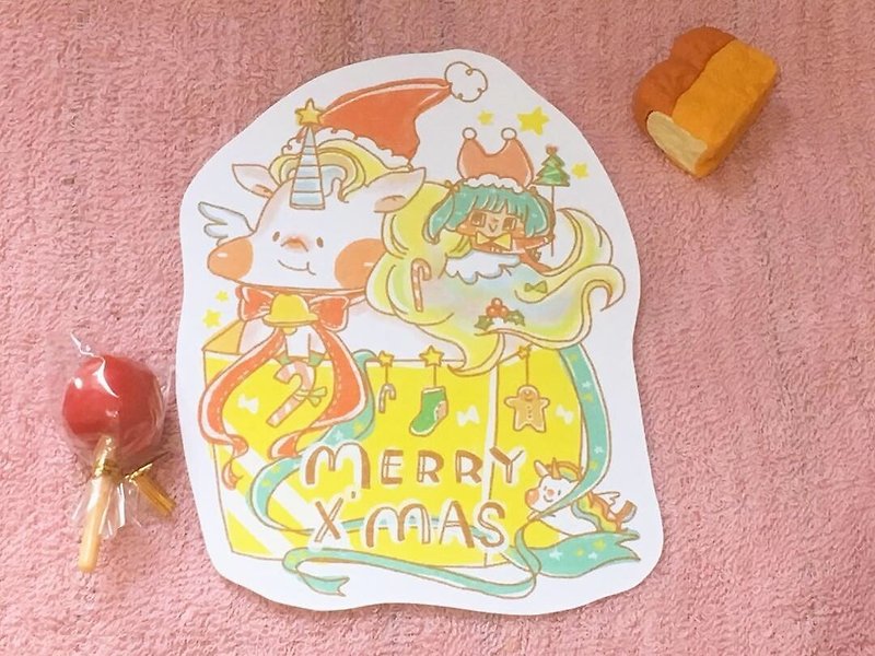 Dog clip star / shape postcard / Christmas unicorn - Cards & Postcards - Paper 