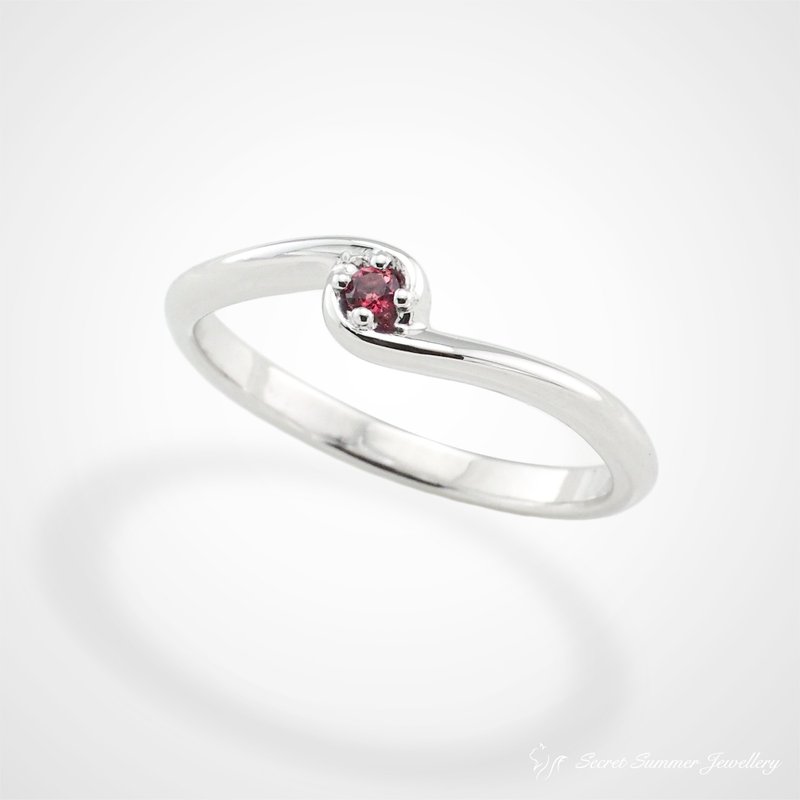 Handmade 925 Sterling Silver x Natural Gemstone [Birthstone Series - Curved Knot] Minimalist Design Ring. Midi Ring - แหวนทั่วไป - เงินแท้ หลากหลายสี