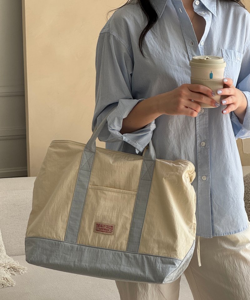 韓國 The Ally | MOA BAG | 手袋 單肩包 - 手提包/手提袋 - 人造皮革 藍色