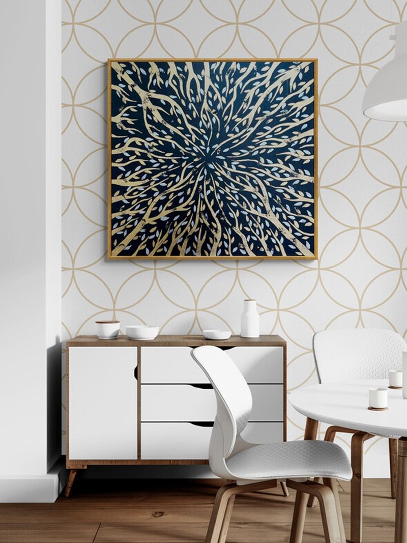 Abstract Large oil painting on canvas decor for living room - 壁貼/牆壁裝飾 - 棉．麻 黑色