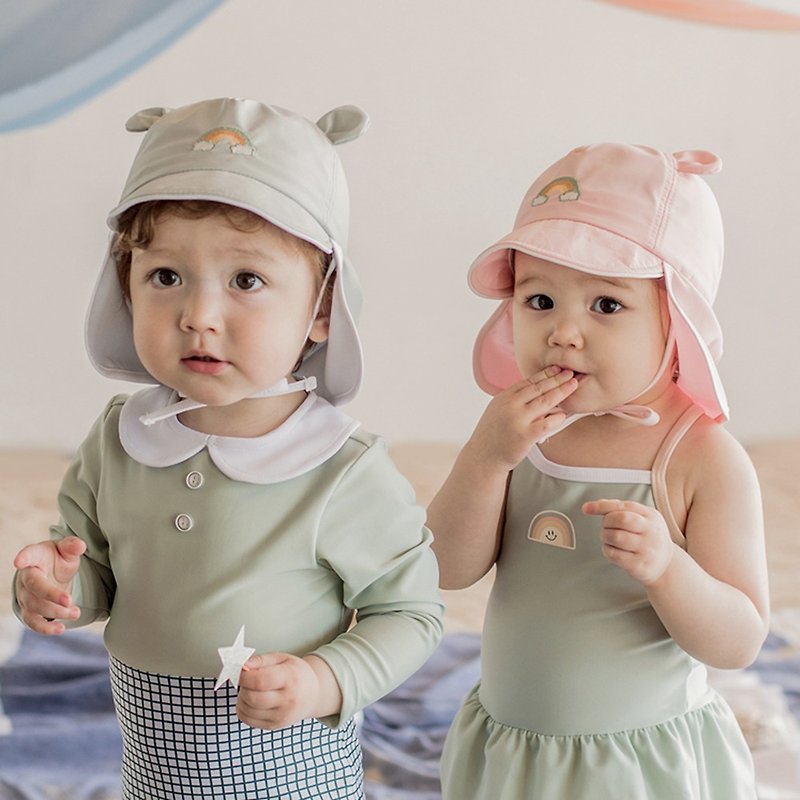 防水材質 嬰兒帽子/髮帶 粉紅色 - Happy Prince 韓國製 Nene抗UV UPF50+防曬嬰兒童遮頸帽/泳帽兩用