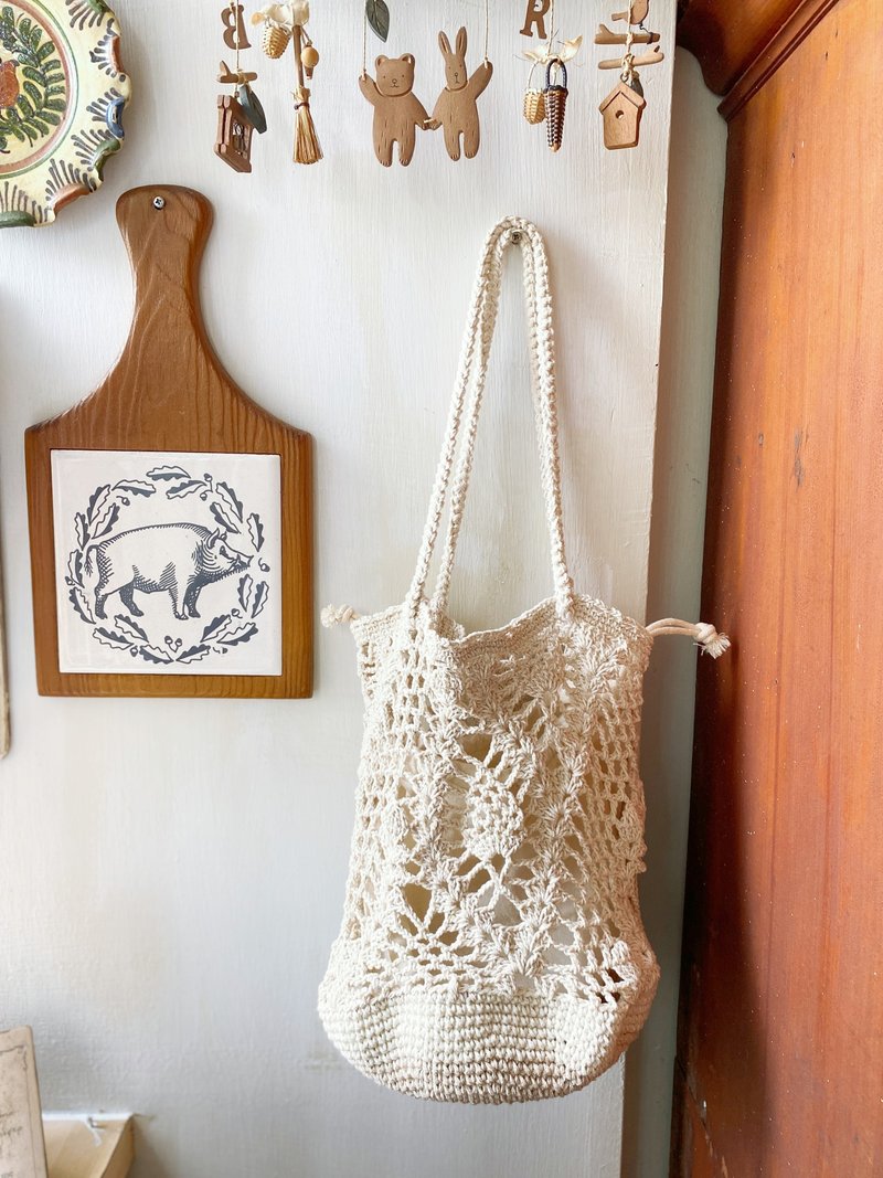 【Good Day Handmade】Handmade. Handmade Korean cotton woven off-white handheld side backpack - กระเป๋าถือ - ผ้าฝ้าย/ผ้าลินิน ขาว