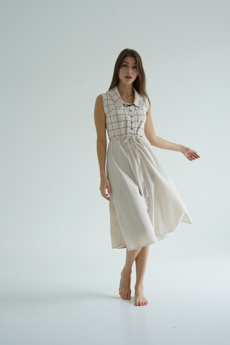 Country style linen dress - eco dress - belted dress - light dress - One Piece Dresses - Other Materials Multicolor