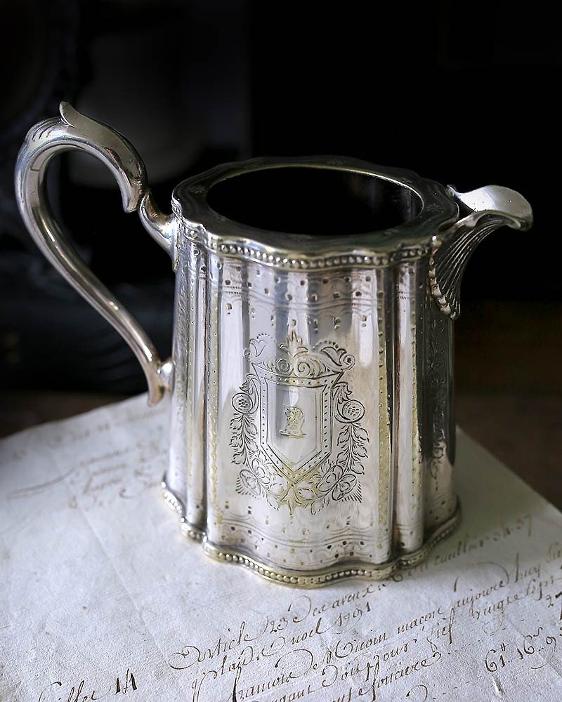 British 19th [Wales Dragon] antique milk jug milk jug retro kettle watering jug - อื่นๆ - โลหะ สีเงิน