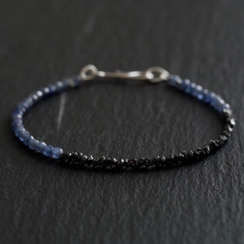 Black Rough Diamond & Sapphire Bracelet - Bracelets - Gemstone Blue