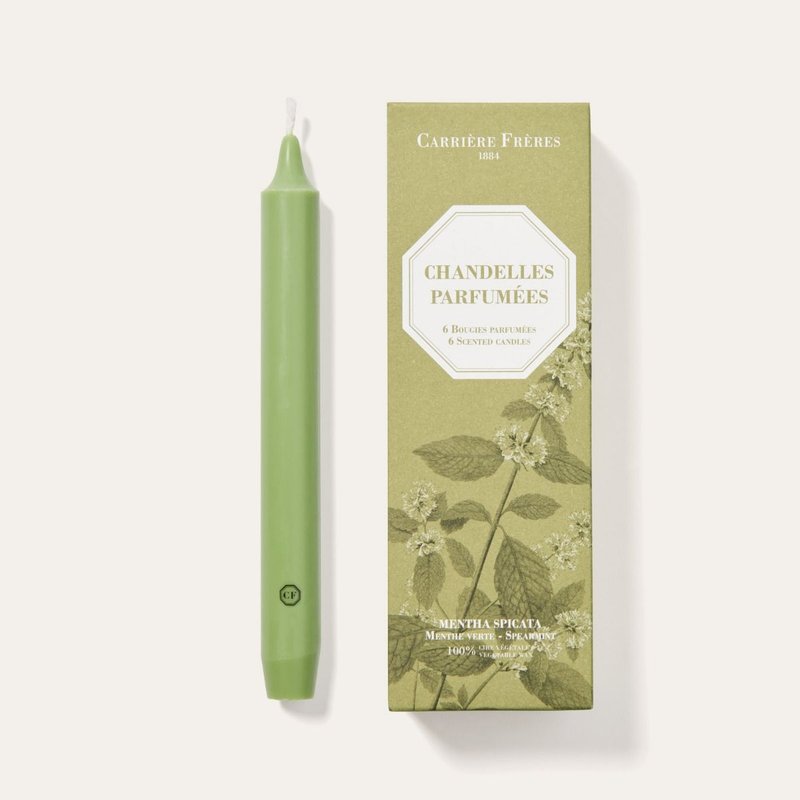 Carrière Frères mint scented thin candle - เทียน/เชิงเทียน - ขี้ผึ้ง สีเขียว