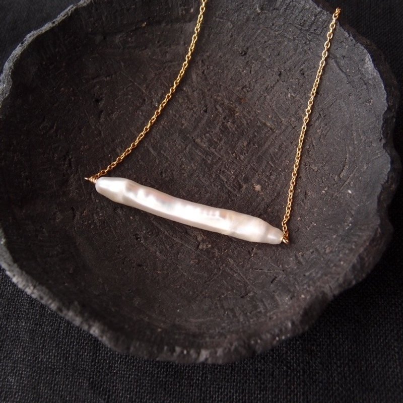 【K14gf】Stick Pearl Chain Necklace　スティックパール チェーンネックレス - 項鍊 - 寶石 金色