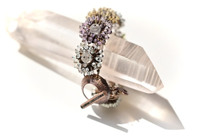 Natural Tourmaline~flower Bangle~Handmade~Beautiful~Only One - Bracelets - Gemstone Multicolor