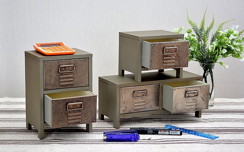 Reproduction Handmade Industrial Style Storage Box Set-Antique Army Green - กล่องเก็บของ - ไม้ 