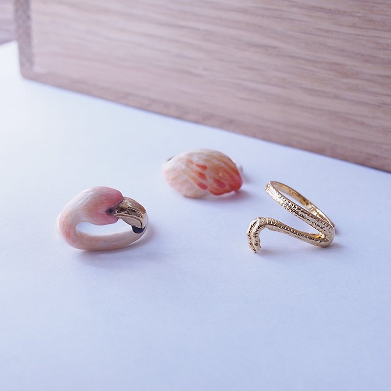 3-Piece Flamingo Rings - General Rings - Other Metals Pink