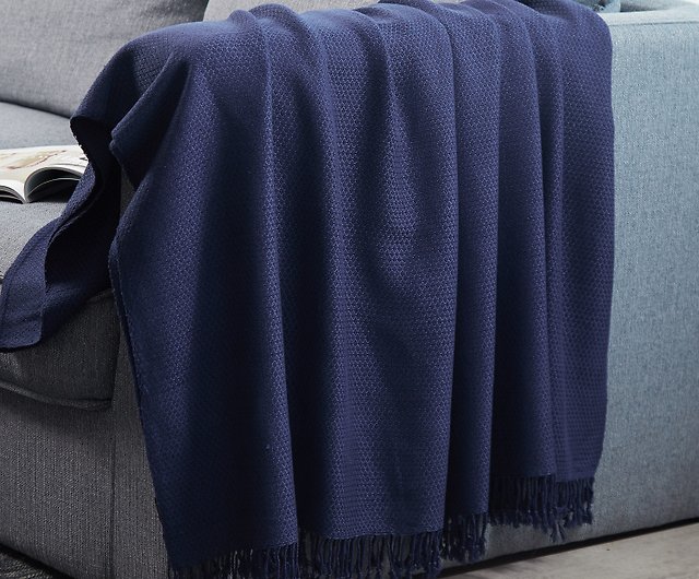 Handmade Blanket For Home Decor Sofa, Navy Blue Throws For Sofas Uk