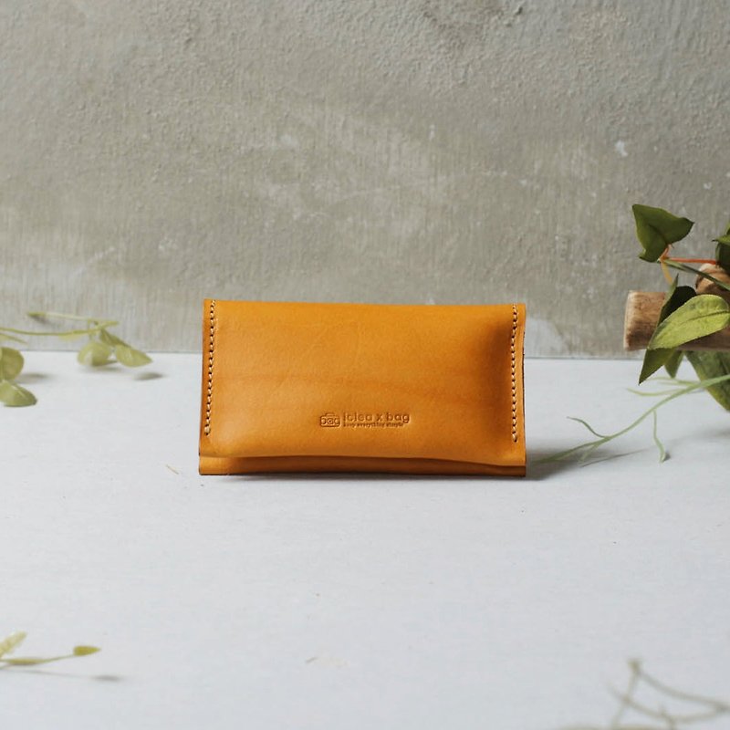 【icleaXbag】Genuine Leather Business Card Holder DG38 - ที่เก็บนามบัตร - หนังแท้ สีส้ม