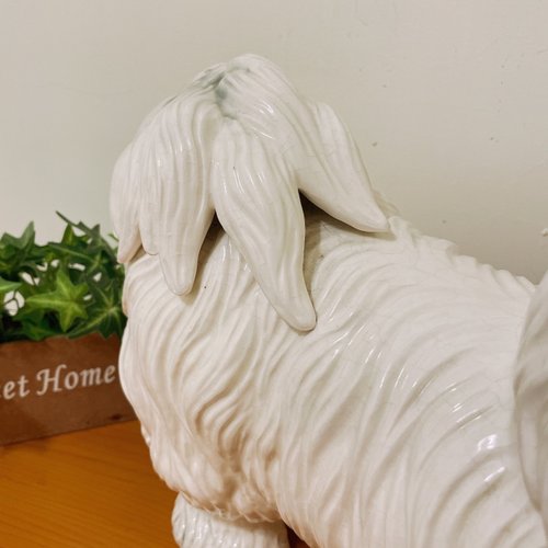初期の陶器製マルチーズ犬の置物 - ショップ islandvintagetw