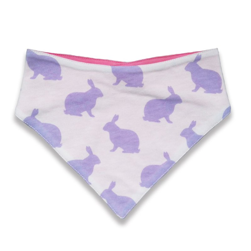 [Deux Filles Organic Cotton] Purple Rabbit Scarf Bib - ผ้ากันเปื้อน - ผ้าฝ้าย/ผ้าลินิน สีม่วง