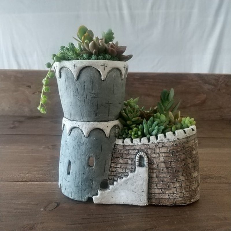 Old Castle Flowerpot - Plants - Pottery White