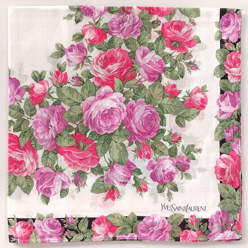 Yves Saint Laurent Vintage Scarf Floral Scarf 21.5 x 21.5 inches - 手帕 - 棉．麻 紫色